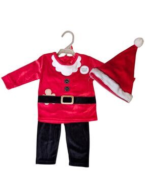 6-12 Month Baby George Festive Santa Costume Set - Red and Black